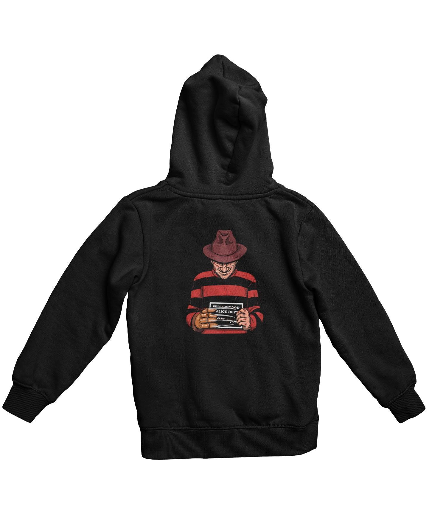 Freddy Krueger Mugshot Horror Film Tribute Adult Back Printed Hoodie