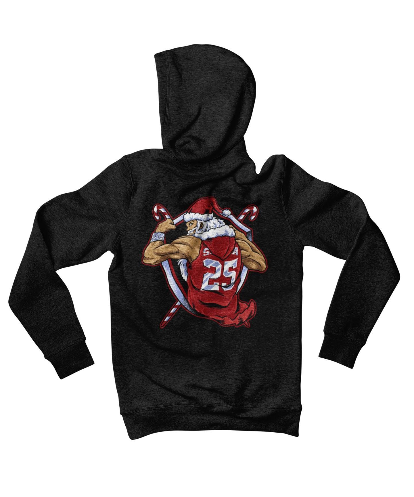  Athletic Old Man Santa Back Printed Christmas Hoodie