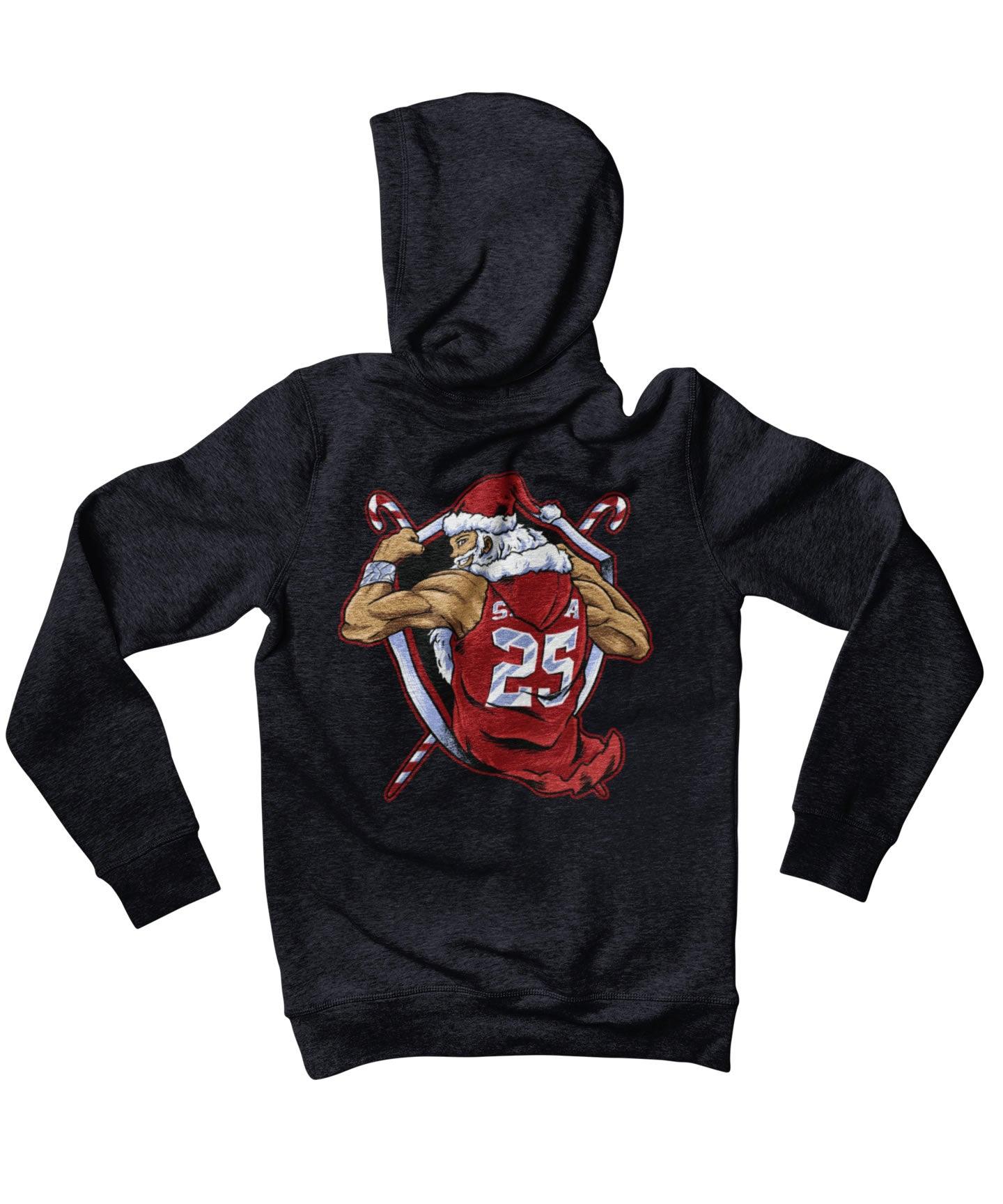  Athletic Old Man Santa Back Printed Christmas Hoodie