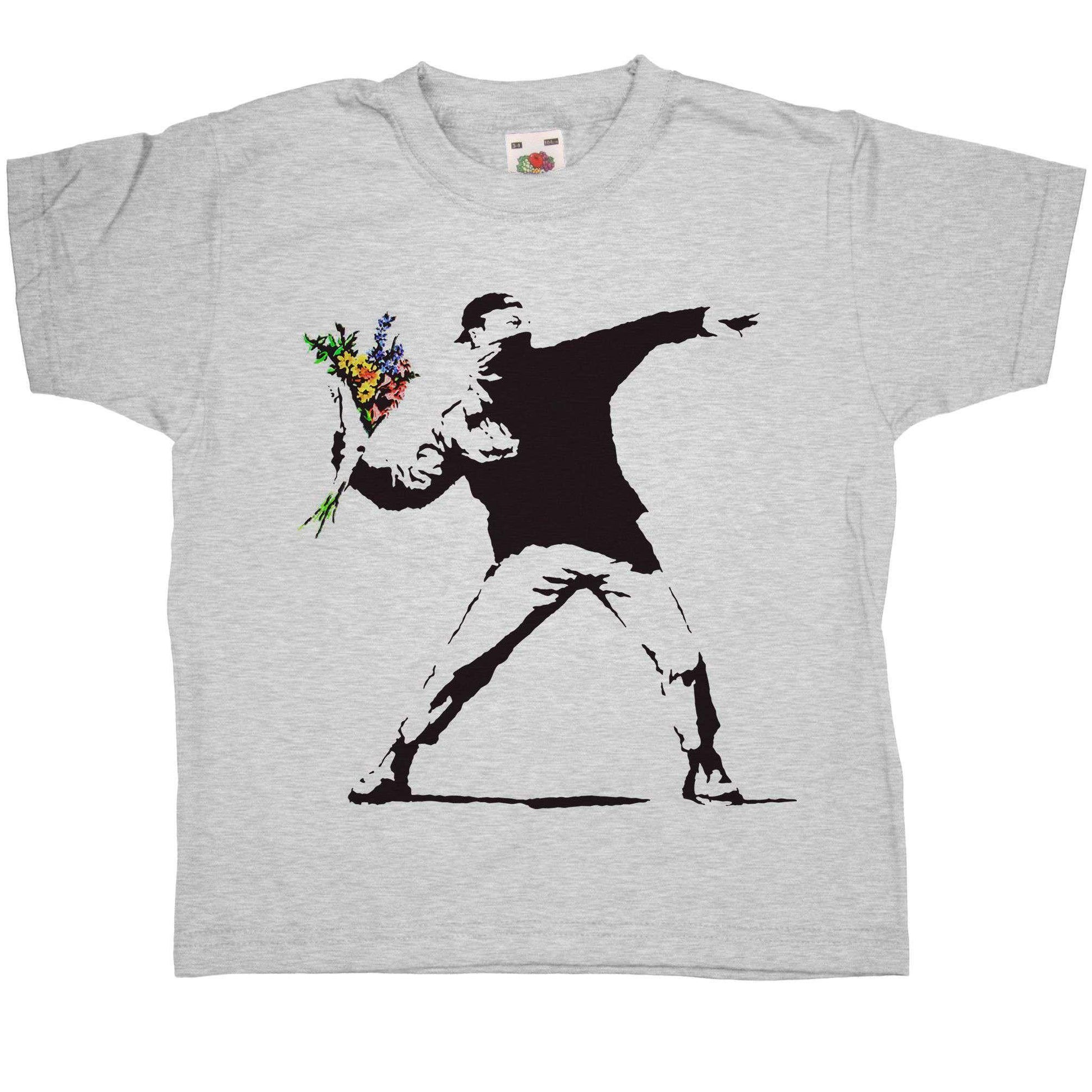  Banksy Throwing Flowers Childrens T-Shirt