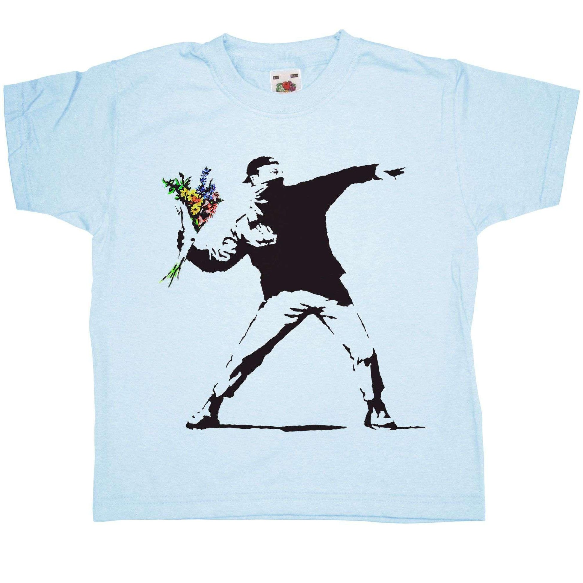  Banksy Throwing Flowers Childrens T-Shirt