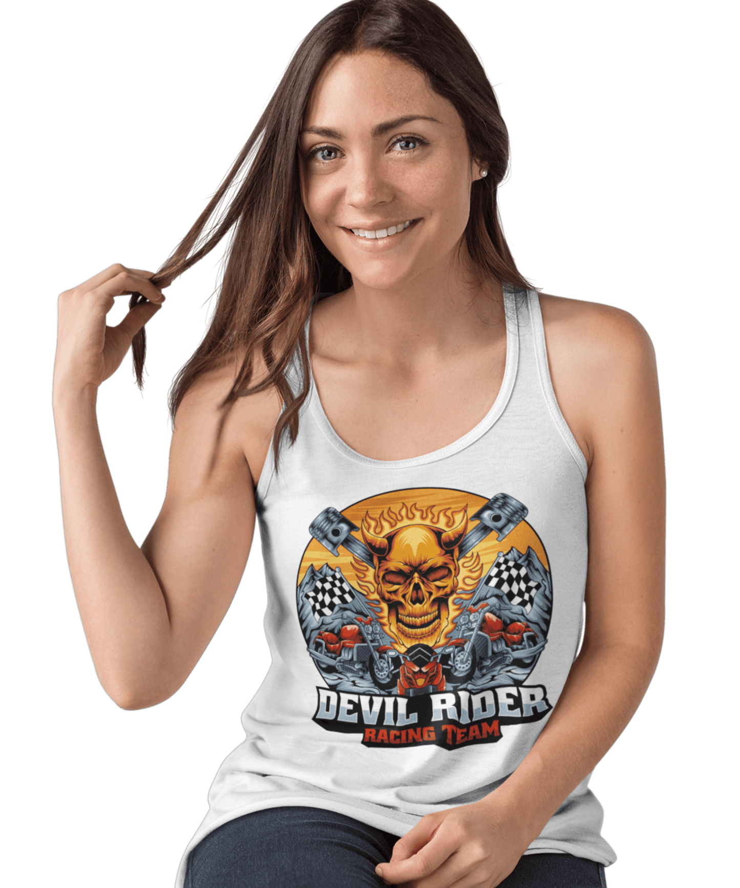  Devil Rider Tattoo Design Adult Womens Vest Top