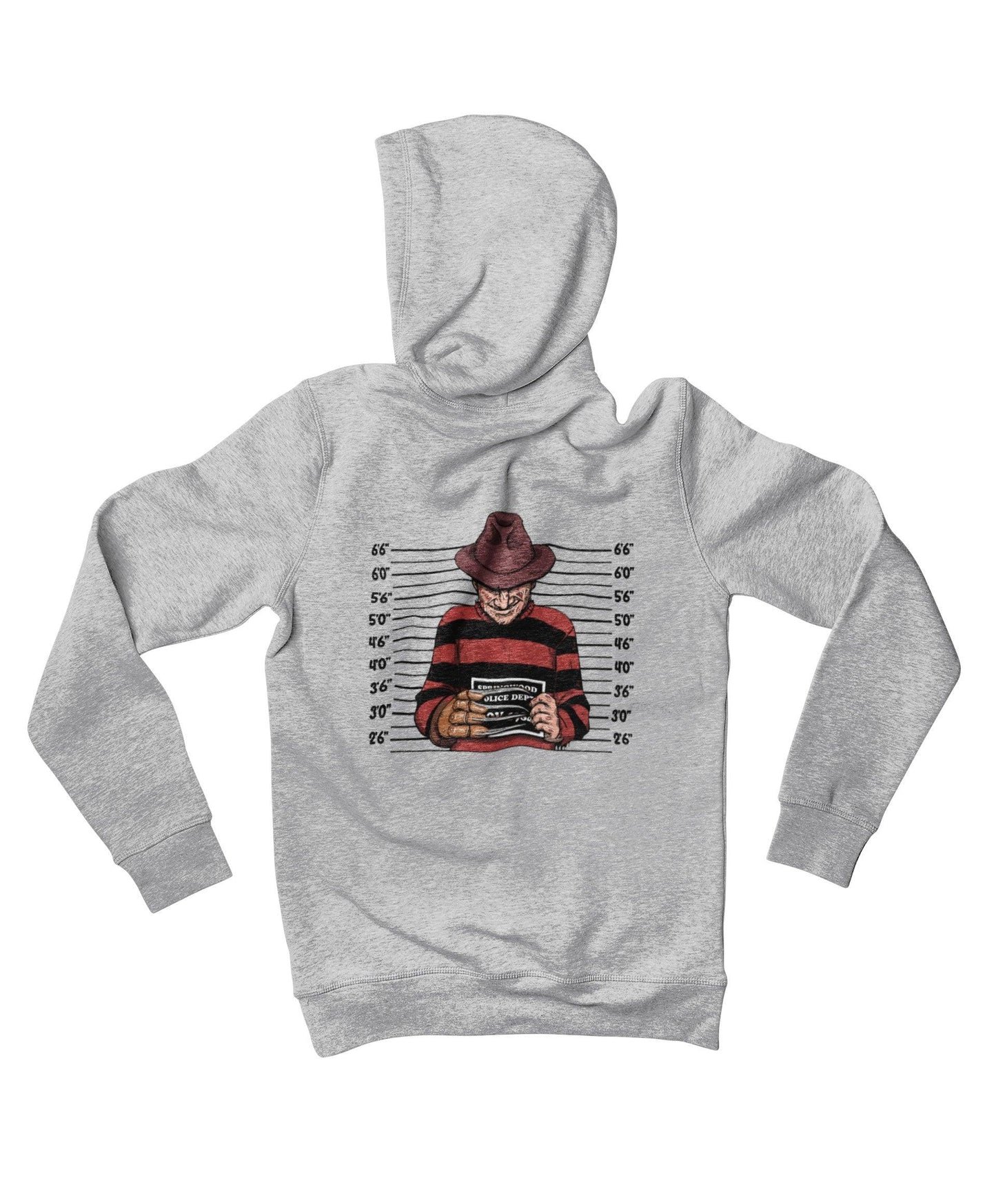  Freddy Krueger Mugshot Horror Film Tribute Adult Back Printed Hoodie