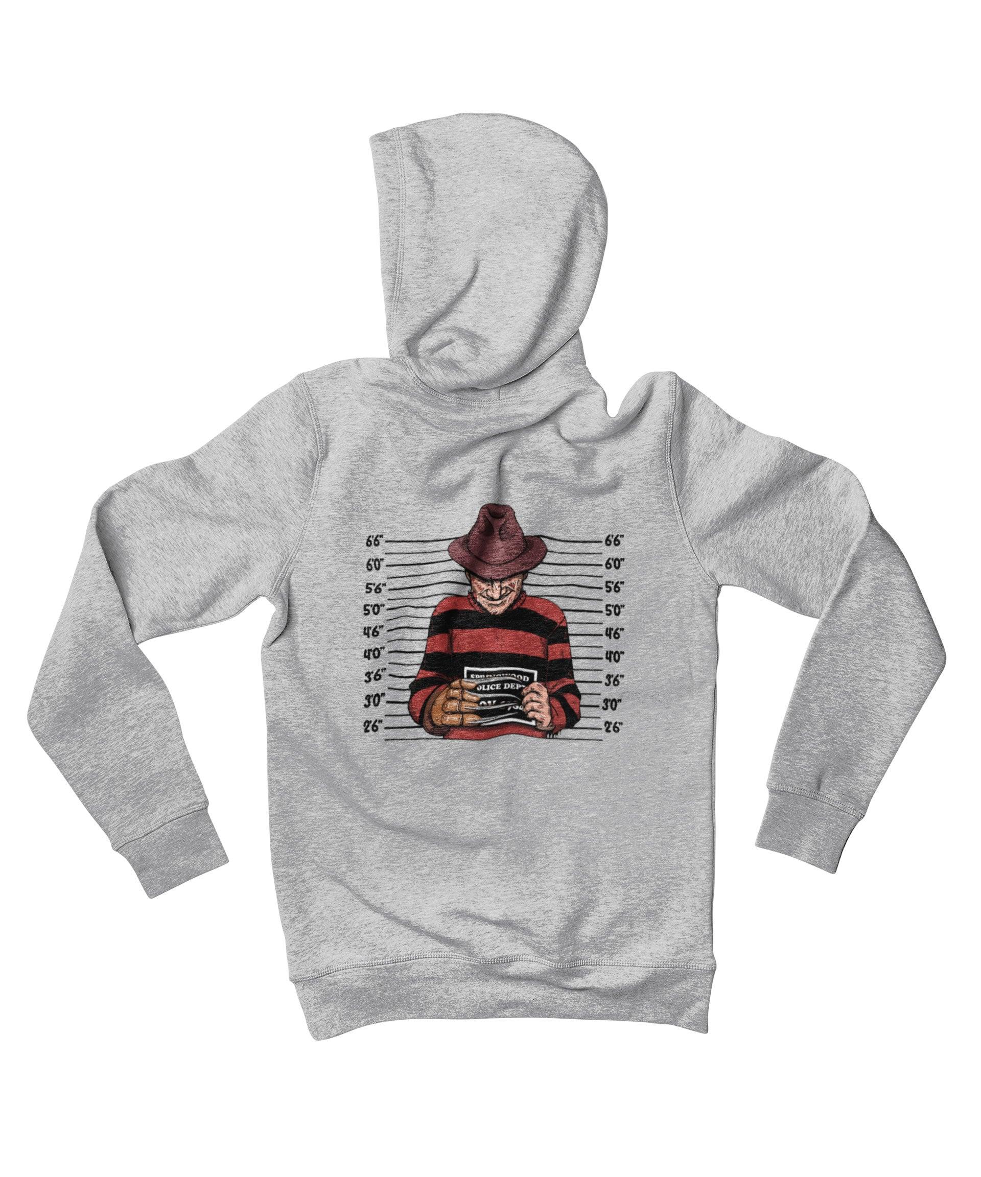  Freddy Krueger Mugshot Horror Film Tribute Adult Back Printed Hoodie