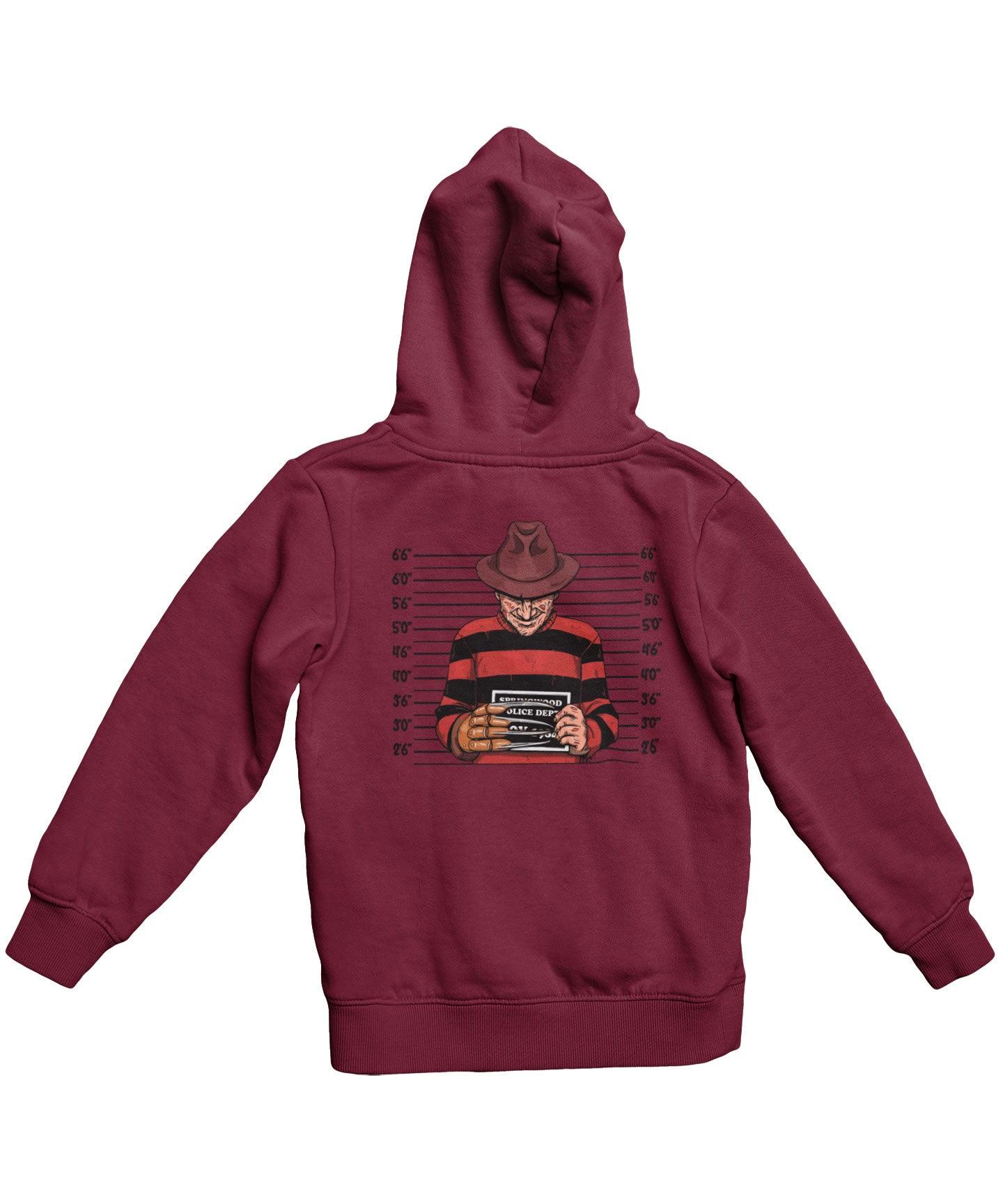  Freddy Krueger Mugshot Horror Film Tribute Adult Back Printed Hoodie