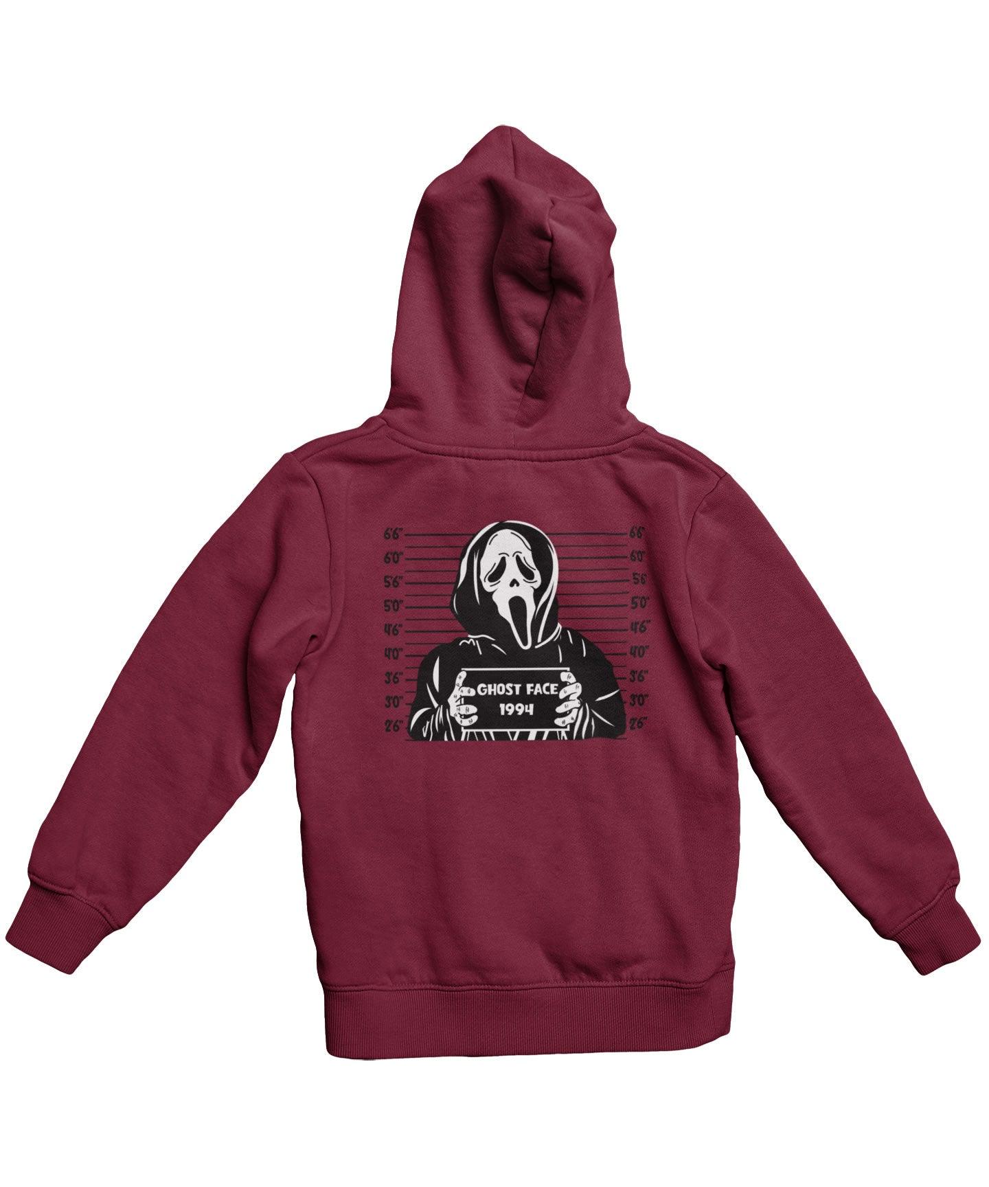  Ghostface Mugshot Horror Film Tribute Adult Back Printed Hoodie