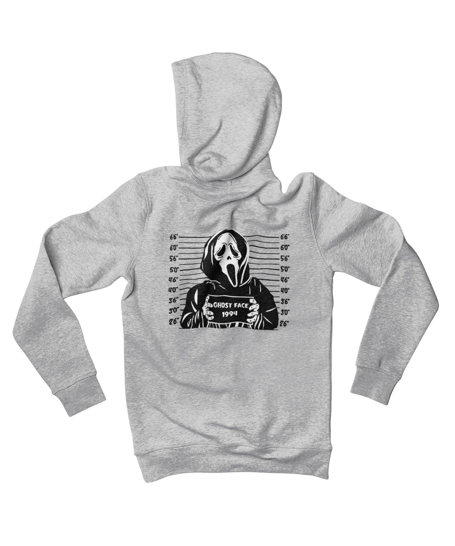  Ghostface Mugshot Horror Film Tribute Adult Back Printed Hoodie