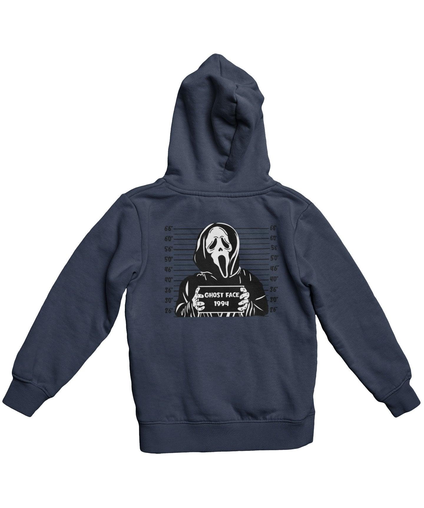  Ghostface Mugshot Horror Film Tribute Adult Back Printed Hoodie
