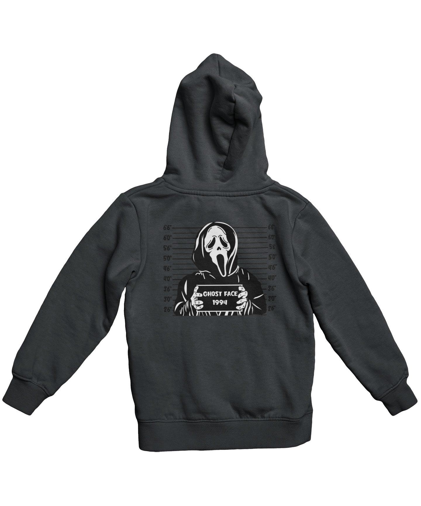  Ghostface Mugshot Horror Film Tribute Adult Back Printed Hoodie