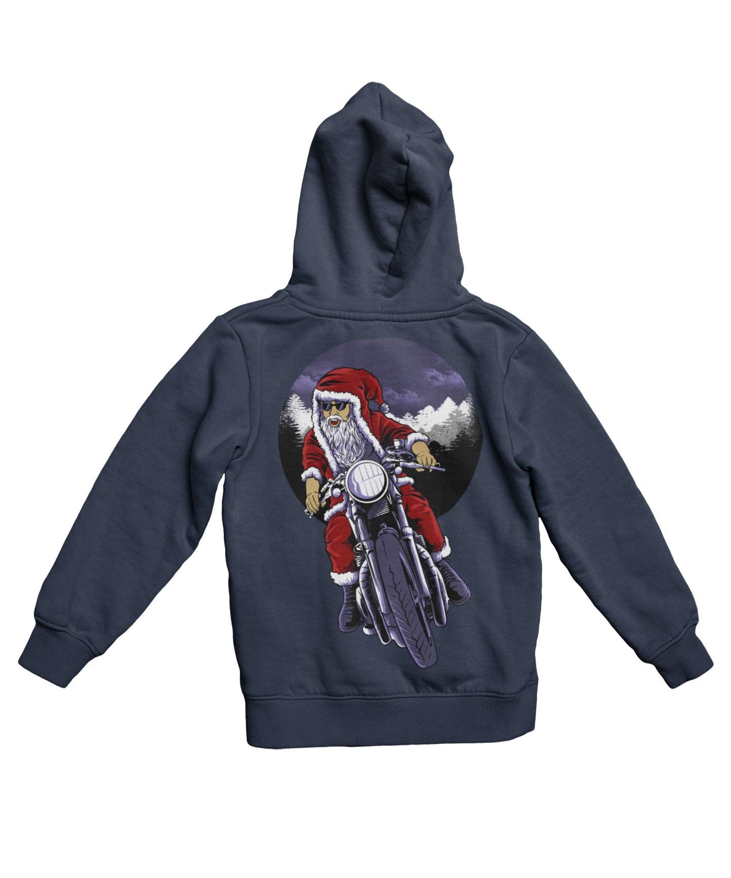  Holiday Rider Santa Back Printed Christmas Hoodie