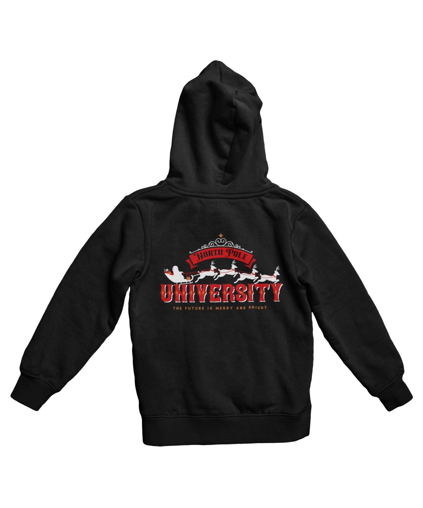  North Pole University Colour Back Printed Christmas Hoodie