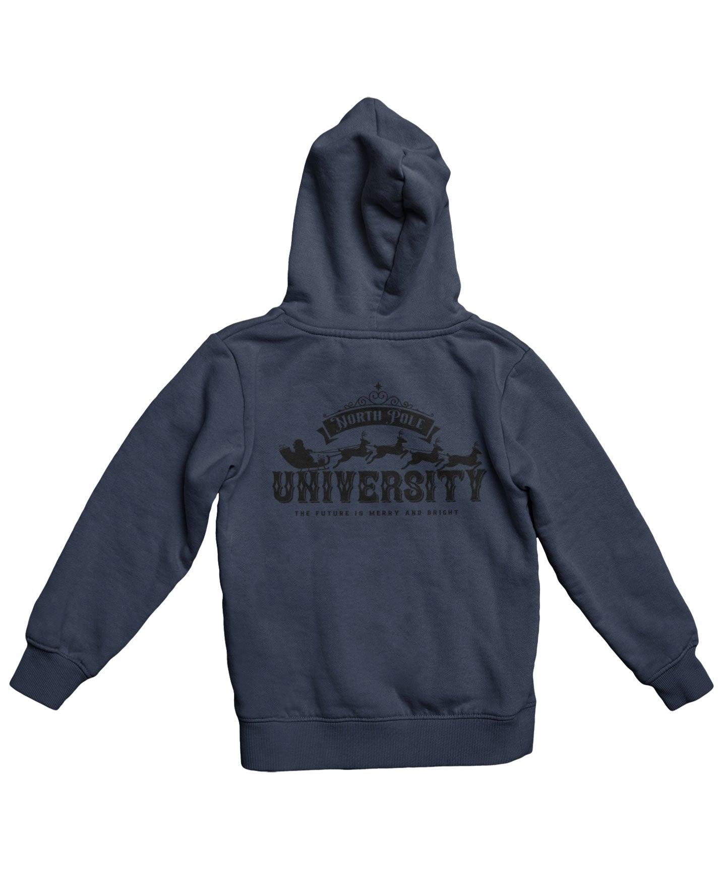  North Pole University Mono-Colour Back Printed Christmas Hoodie