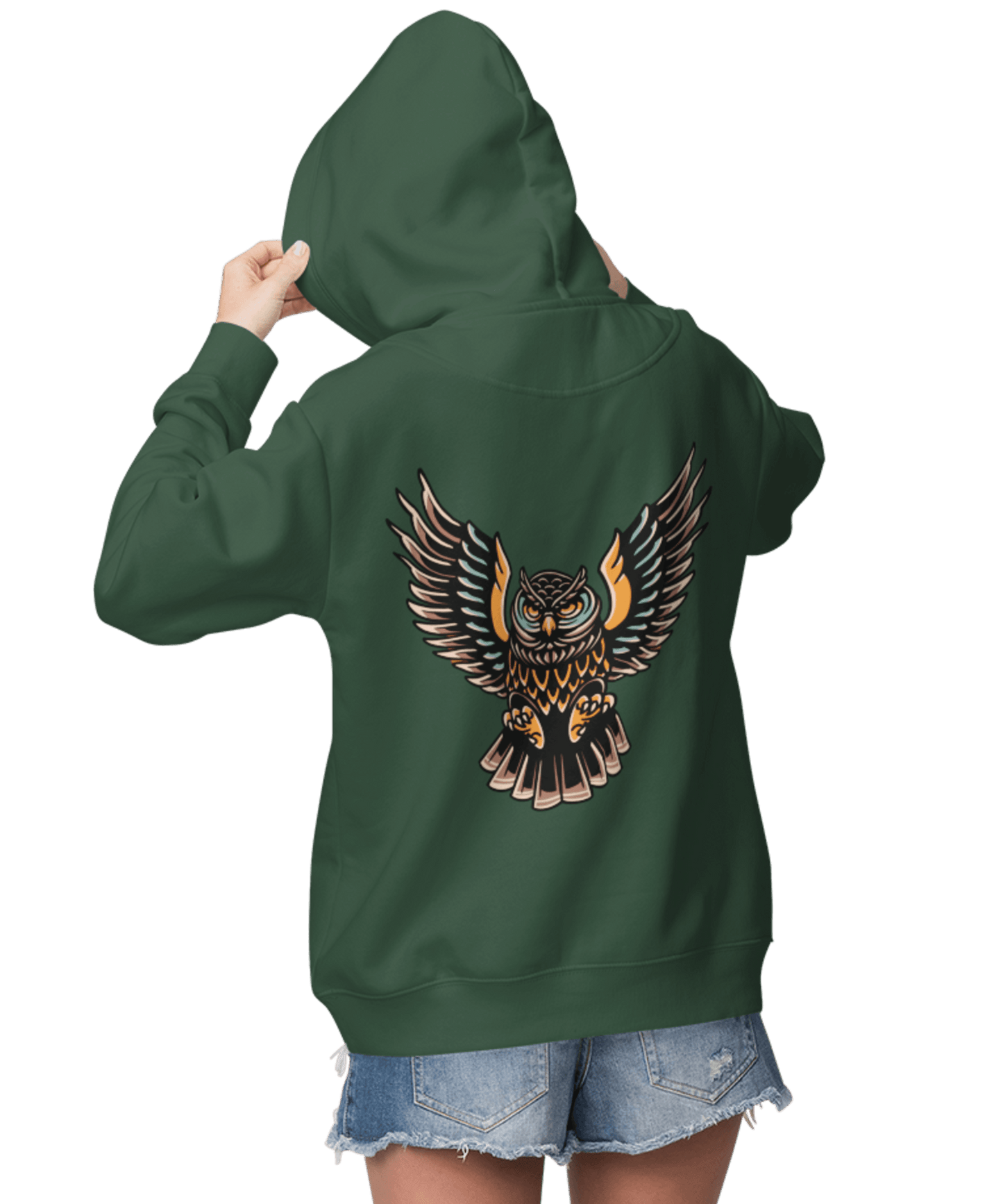  Owl Tattoo Design Adult Back Printed Hoodie