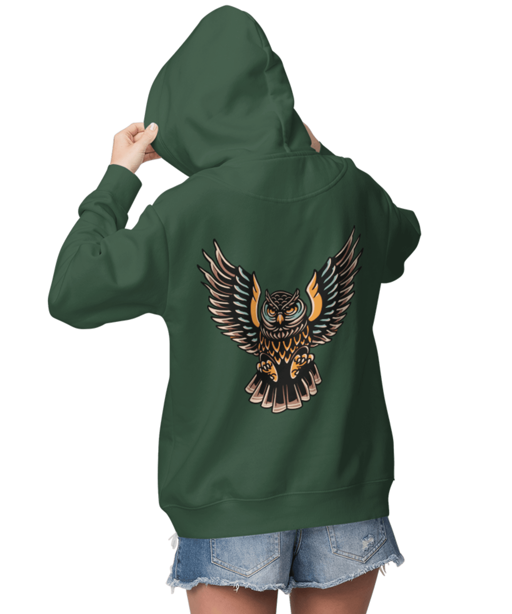  Owl Tattoo Design Adult Back Printed Hoodie