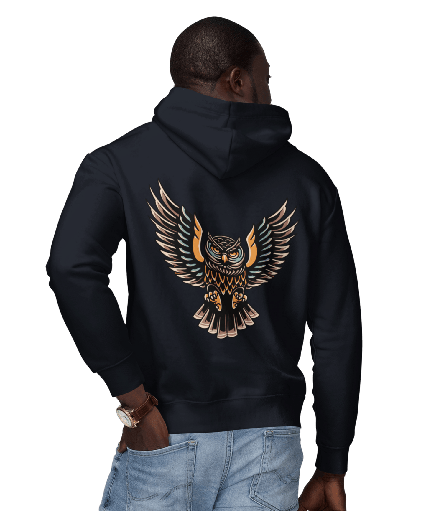  Owl Tattoo Design Adult Back Printed Hoodie