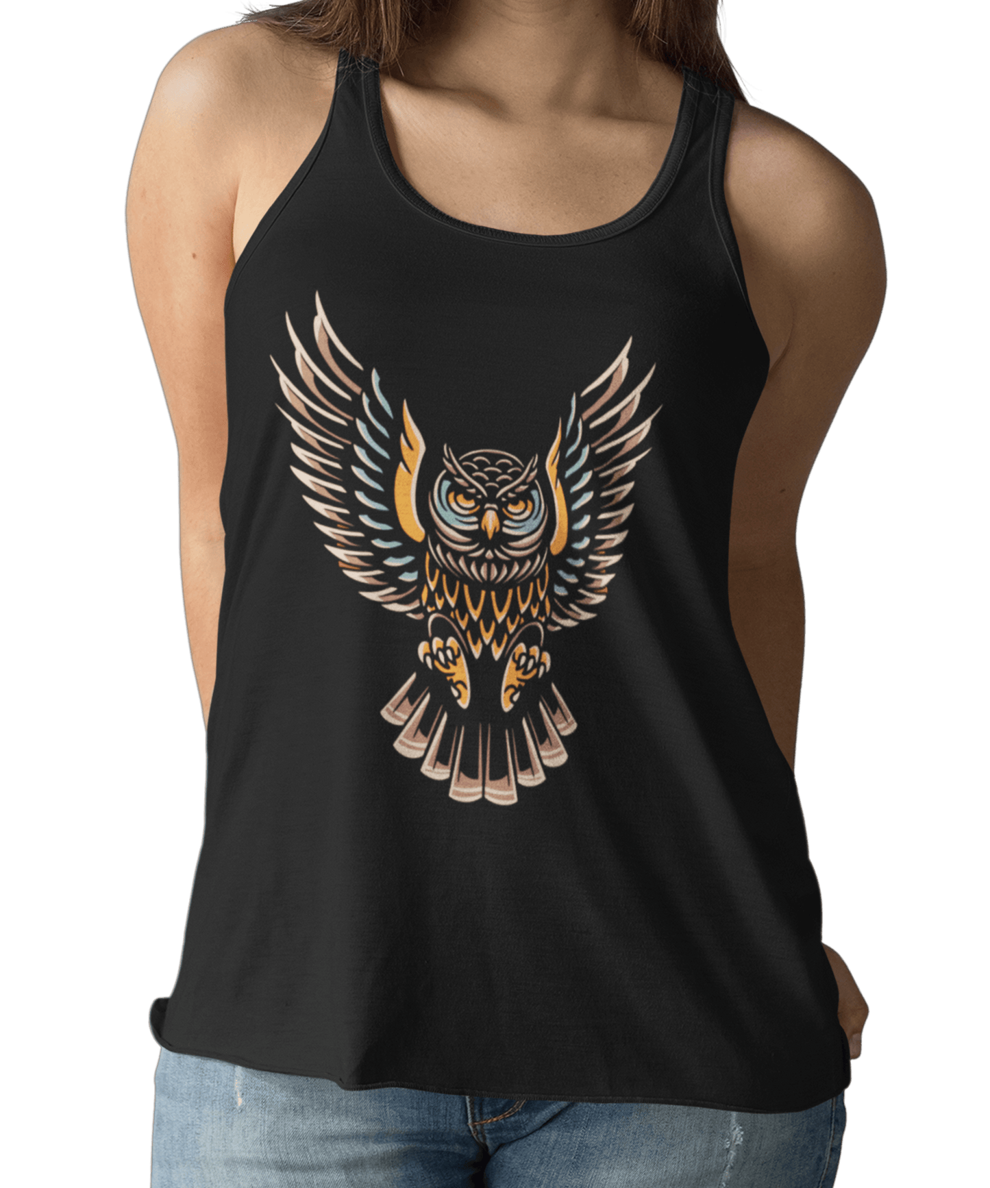  Owl Tattoo Design Adult Womens Vest Top