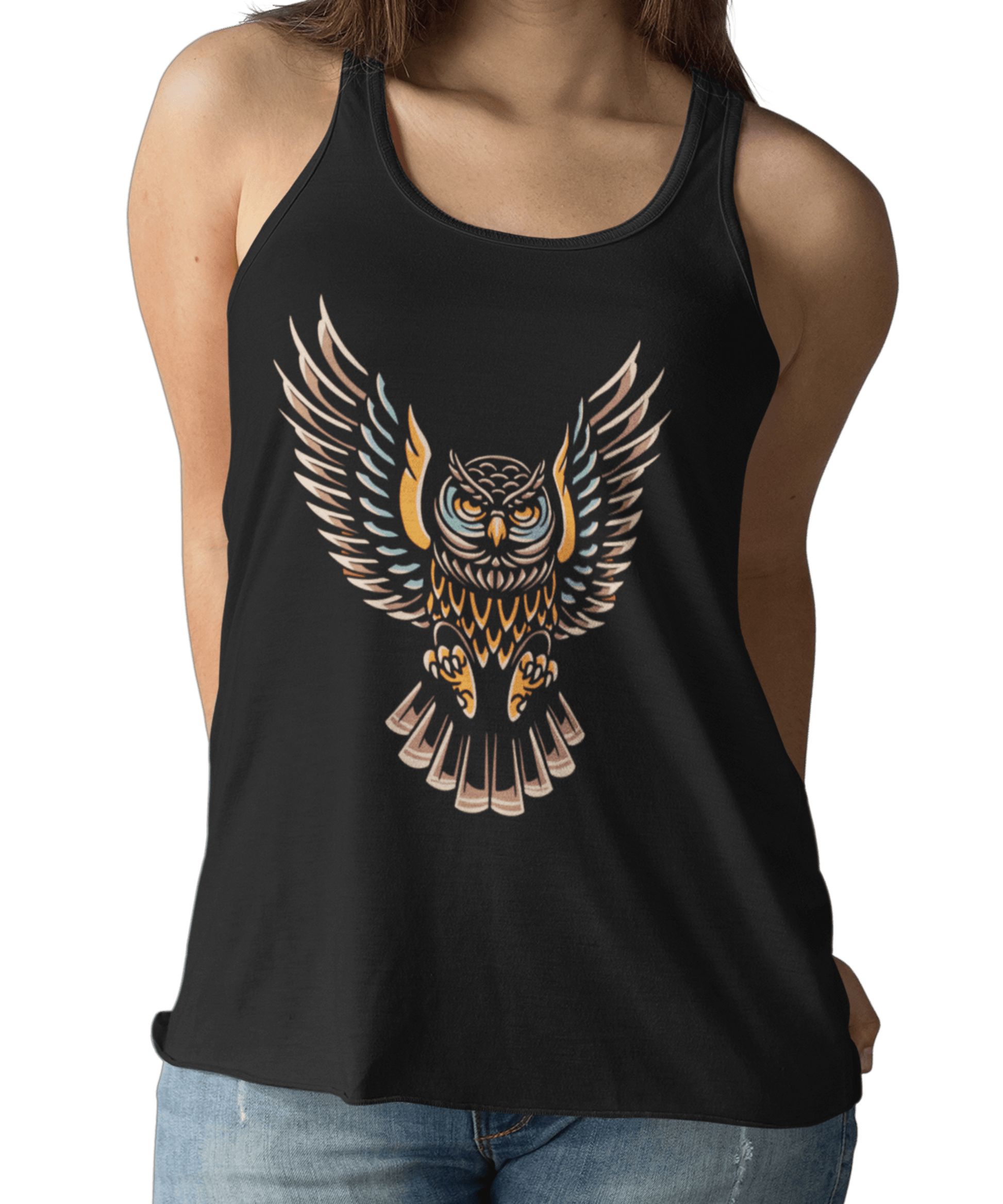  Owl Tattoo Design Adult Womens Vest Top