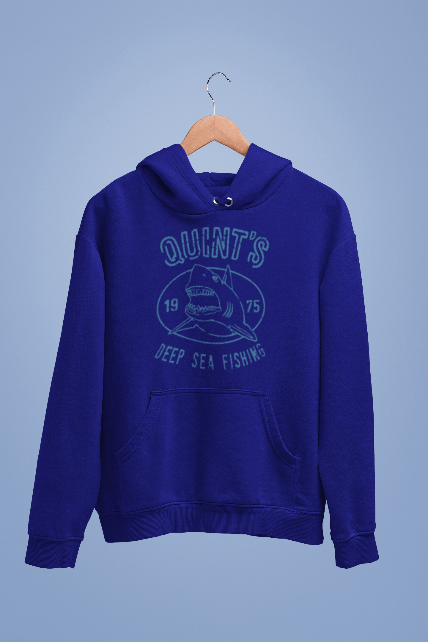  Quints Deep Sea Fishing Shark Back Printed Hoodie