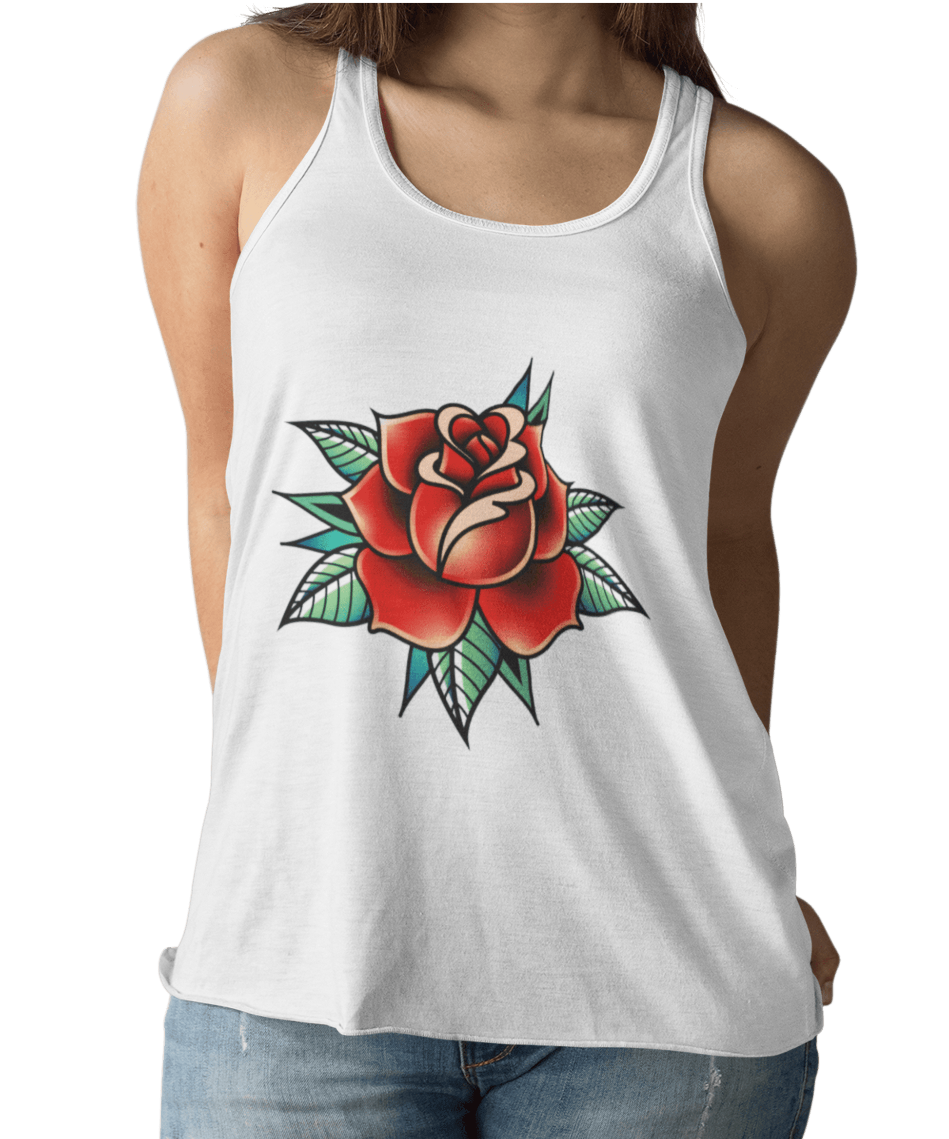  Rose Tattoo Design Adult Womens Vest Top