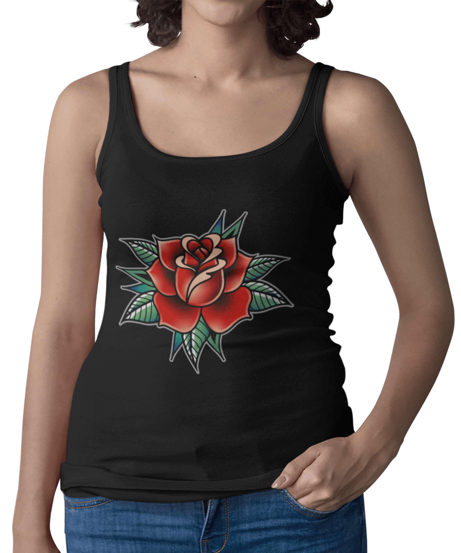  Rose Tattoo Design Adult Womens Vest Top