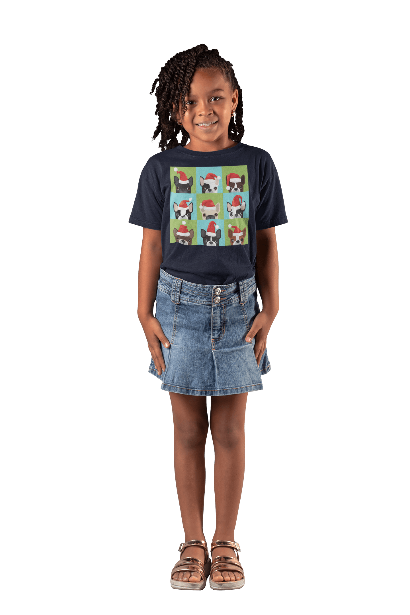  Santa Hat Pugs Christmas Kids T-Shirt
