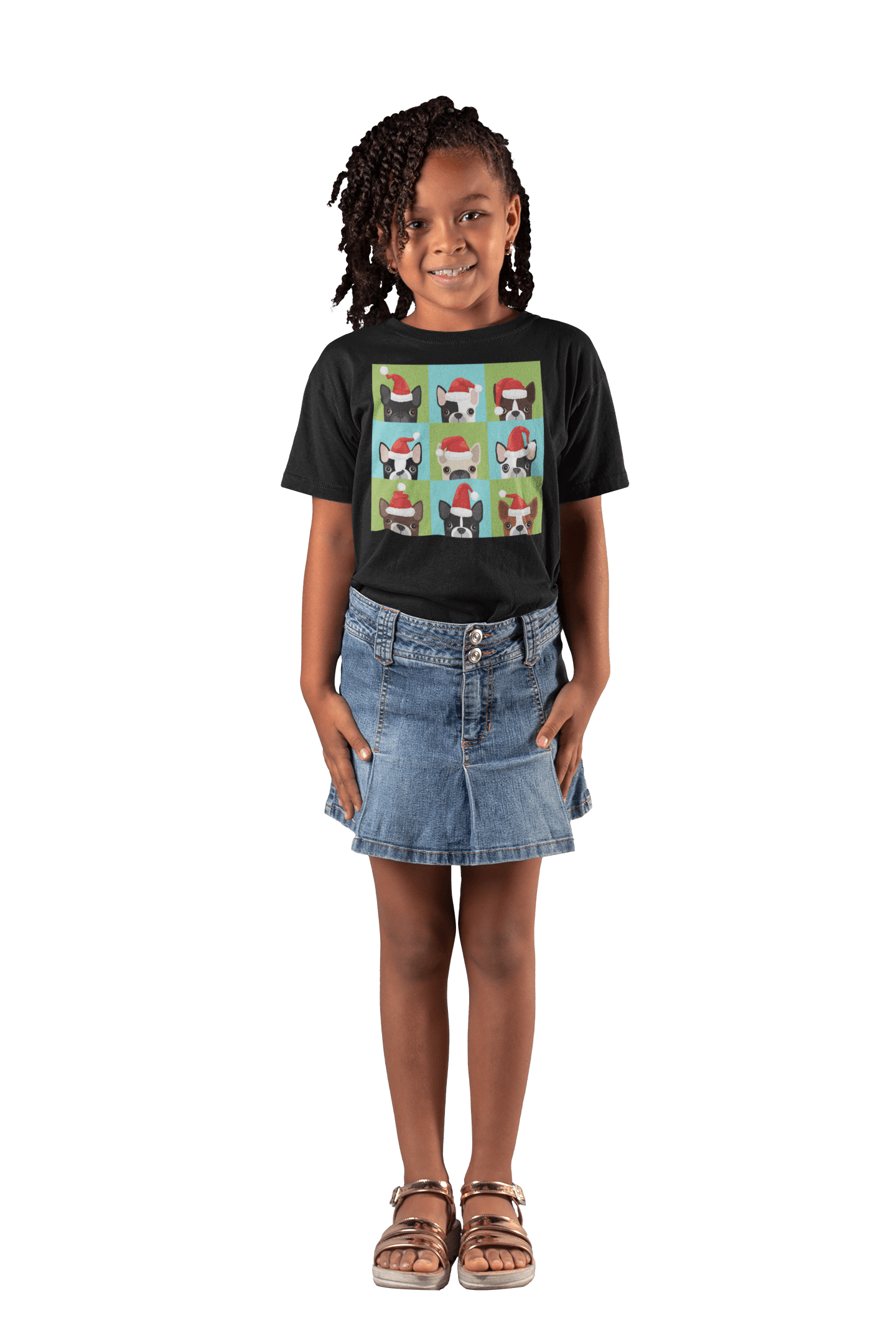  Santa Hat Pugs Christmas Kids T-Shirt