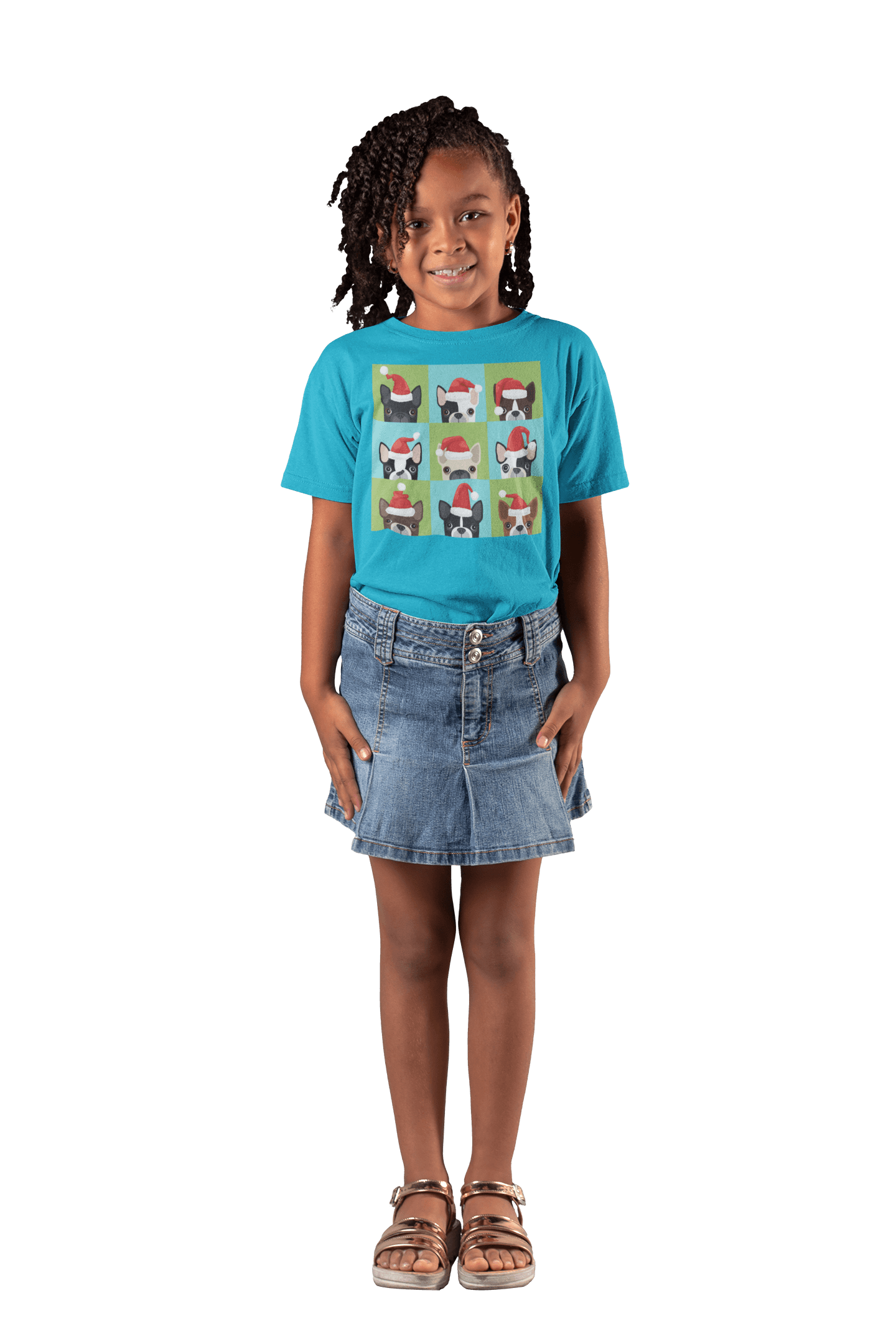  Santa Hat Pugs Christmas Kids T-Shirt