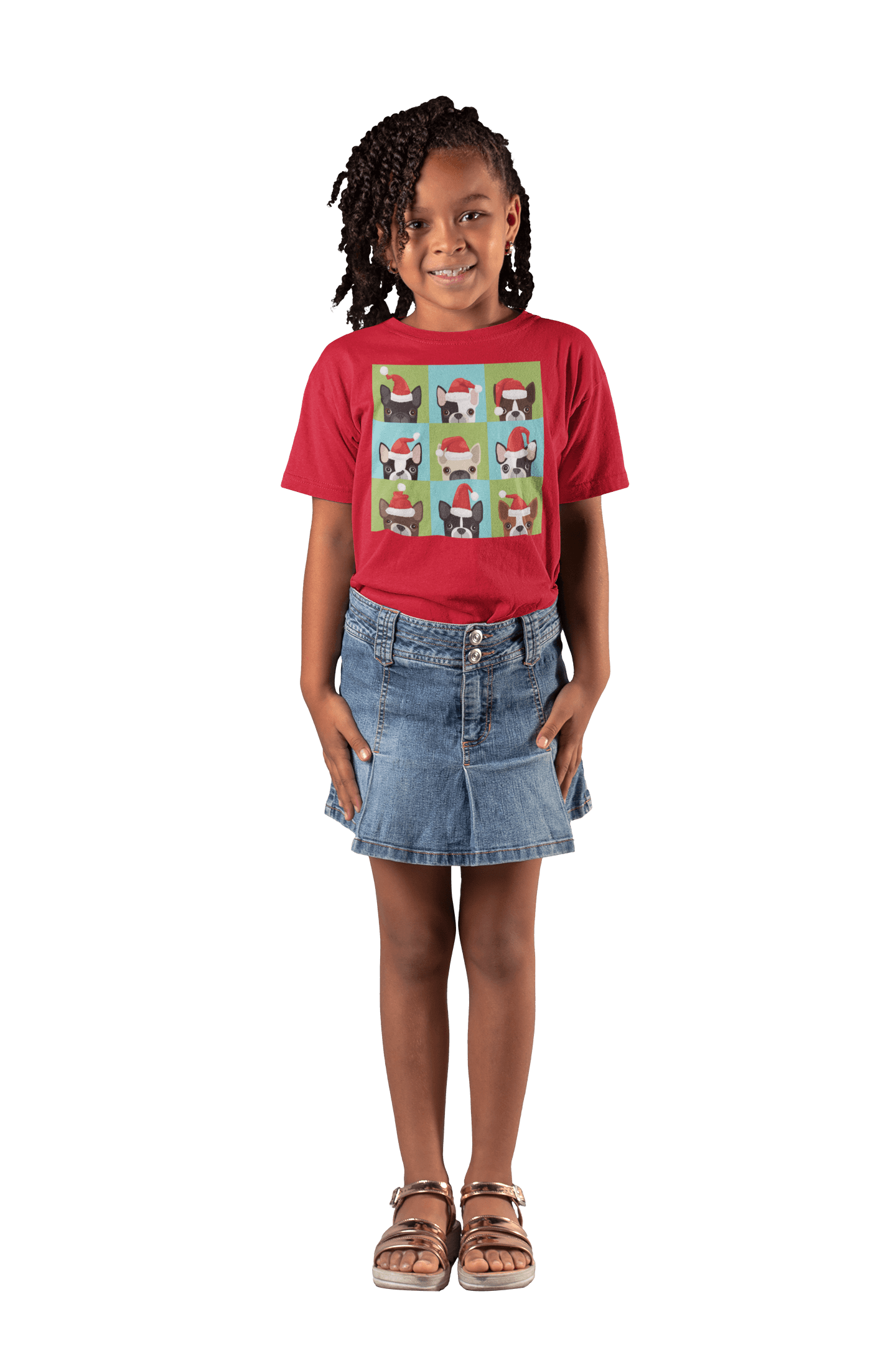  Santa Hat Pugs Christmas Kids T-Shirt