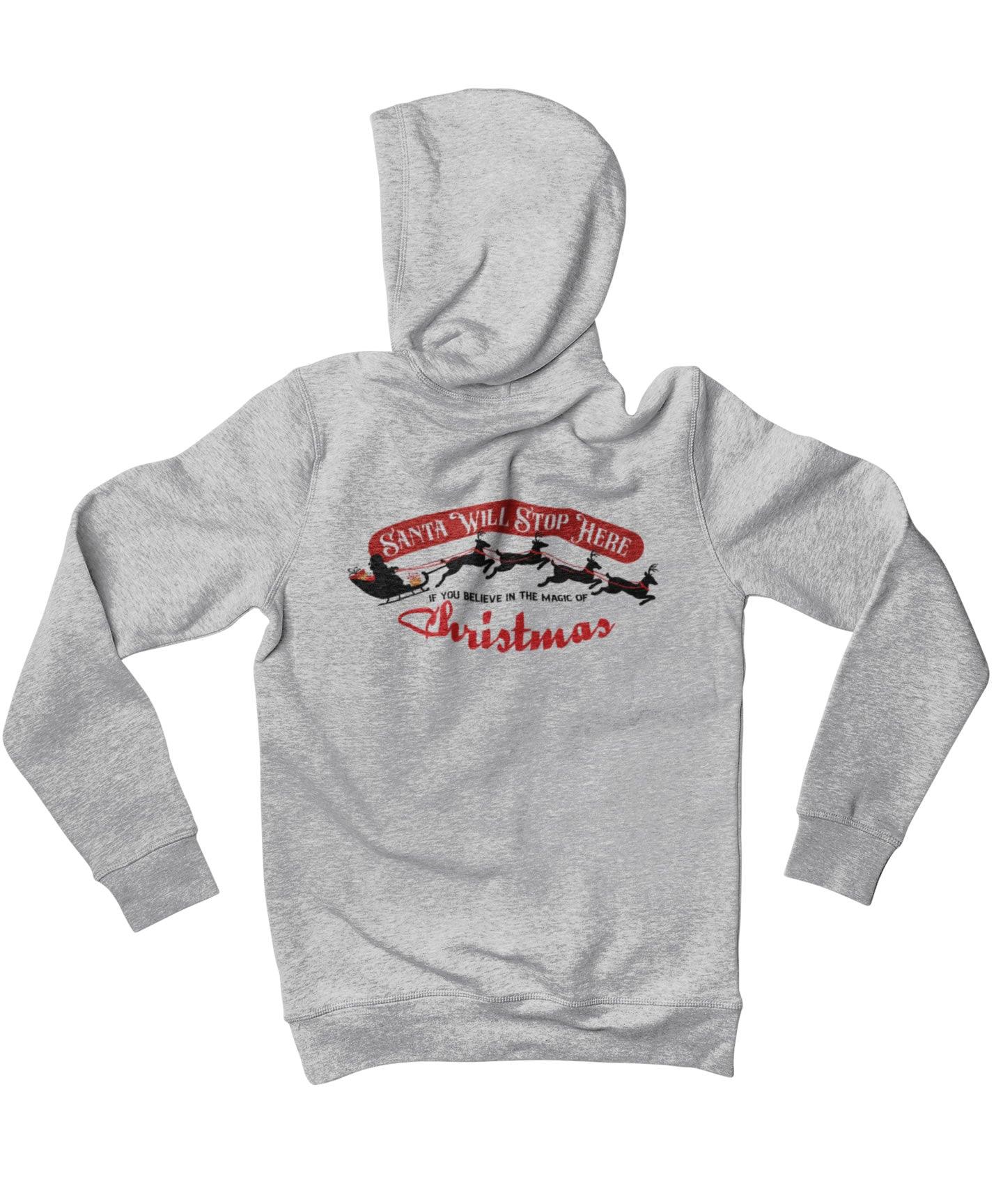  Santa Will Stop Here Colour Back Printed Christmas Hoodie