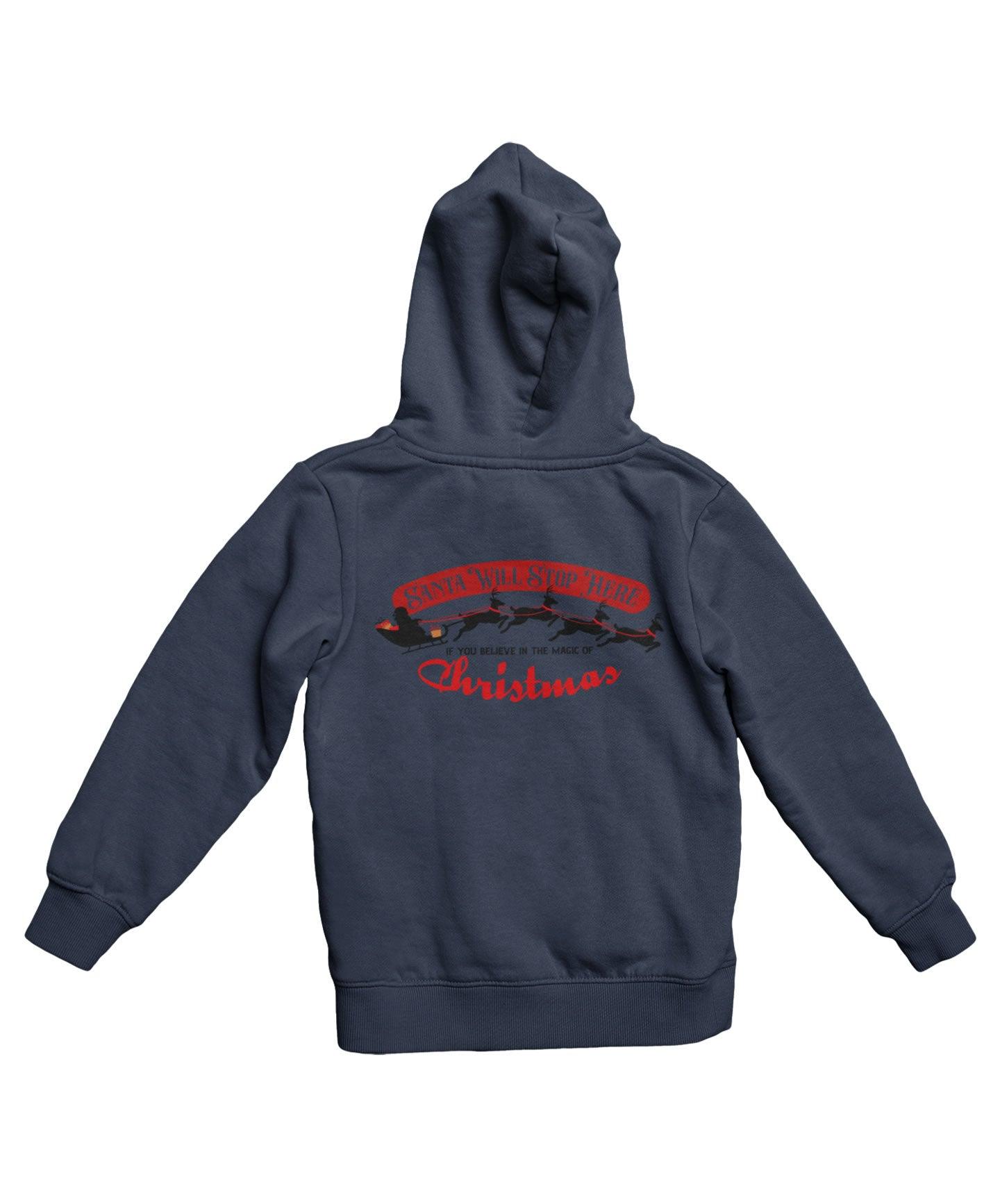  Santa Will Stop Here Colour Back Printed Christmas Hoodie