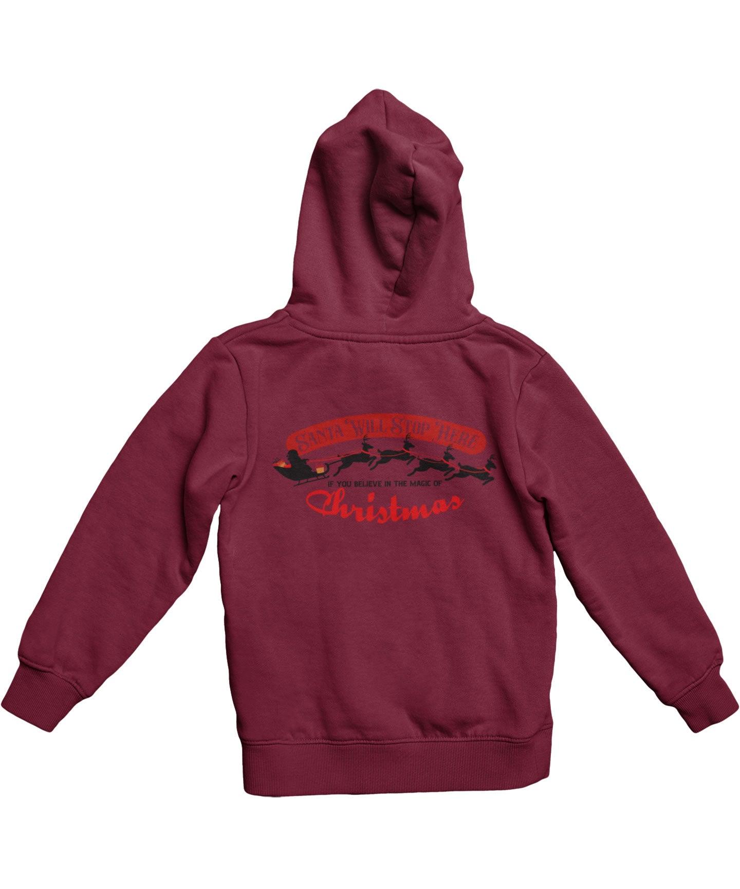  Santa Will Stop Here Colour Back Printed Christmas Hoodie