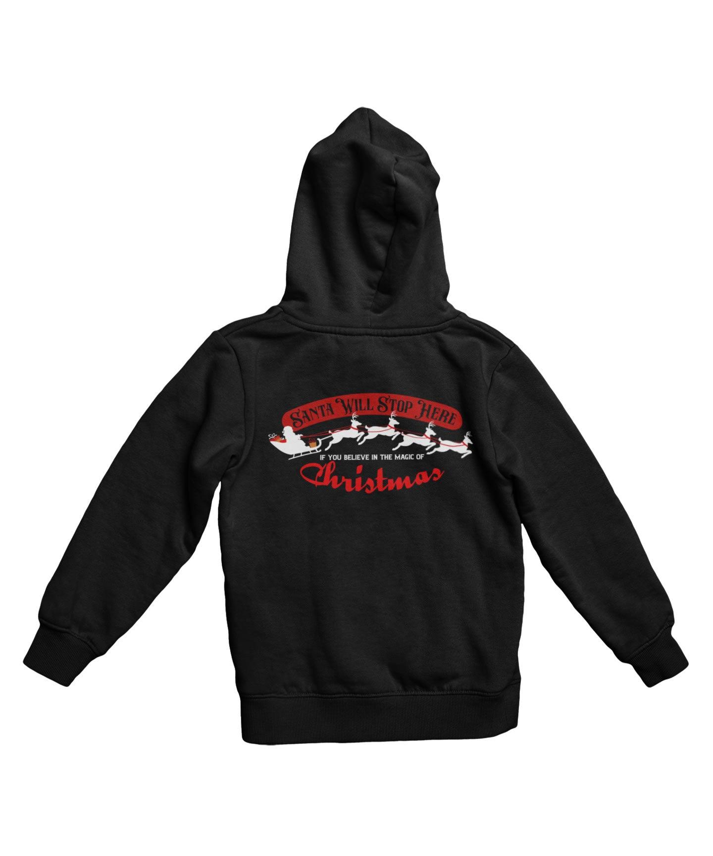  Santa Will Stop Here Colour Back Printed Christmas Hoodie