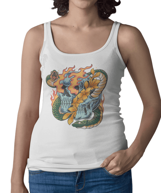  Snake And Skull Tattoo Design Adult Womens Vest Top