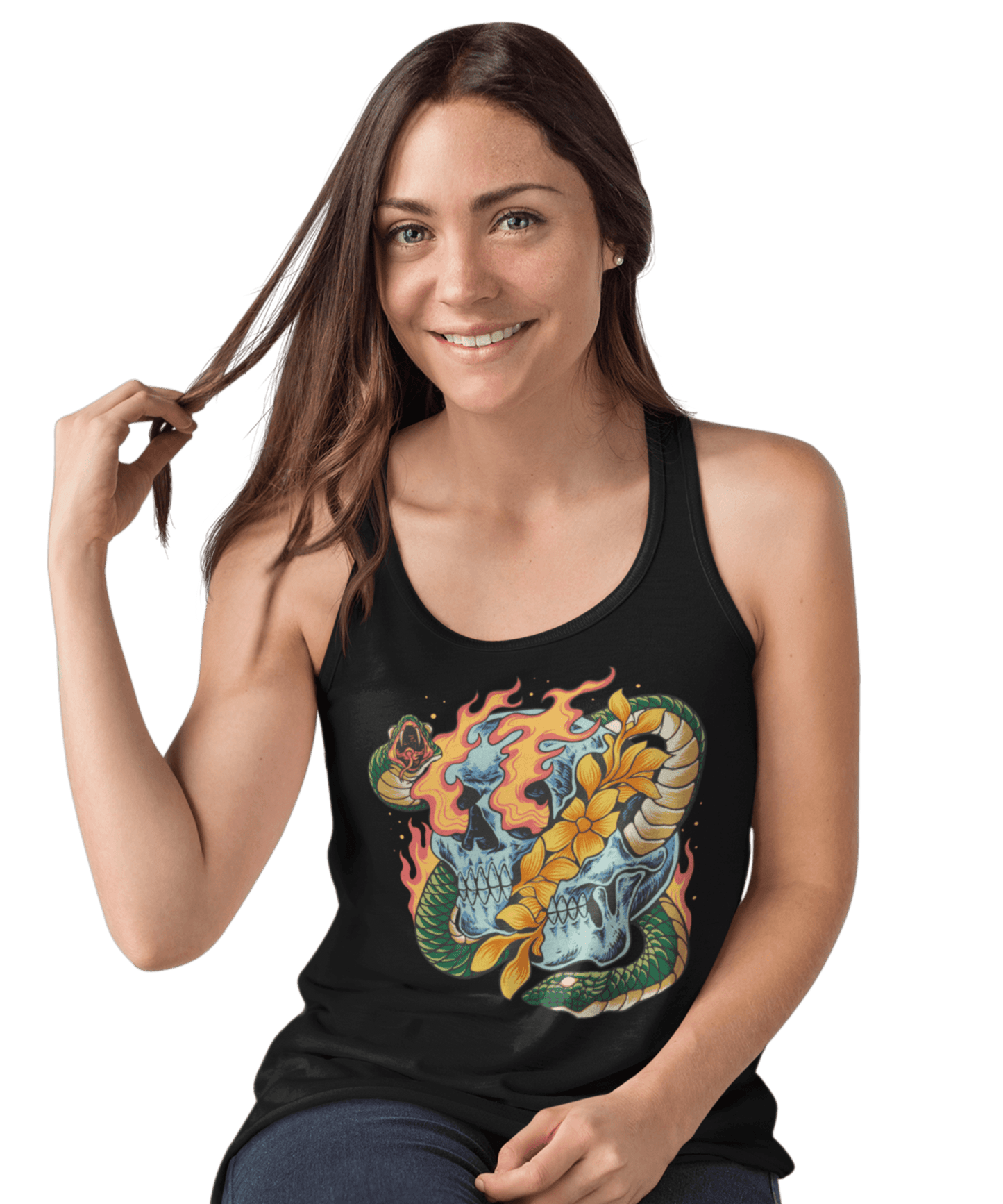  Snake And Skull Tattoo Design Adult Womens Vest Top