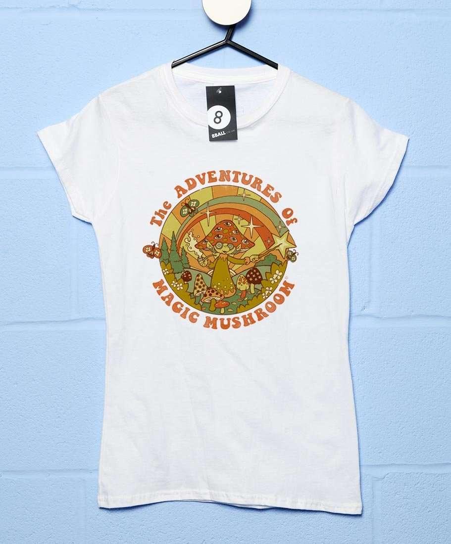  Steven Rhodes The Adventures Of Magic Mushroom Fitted Womens T-Shirt