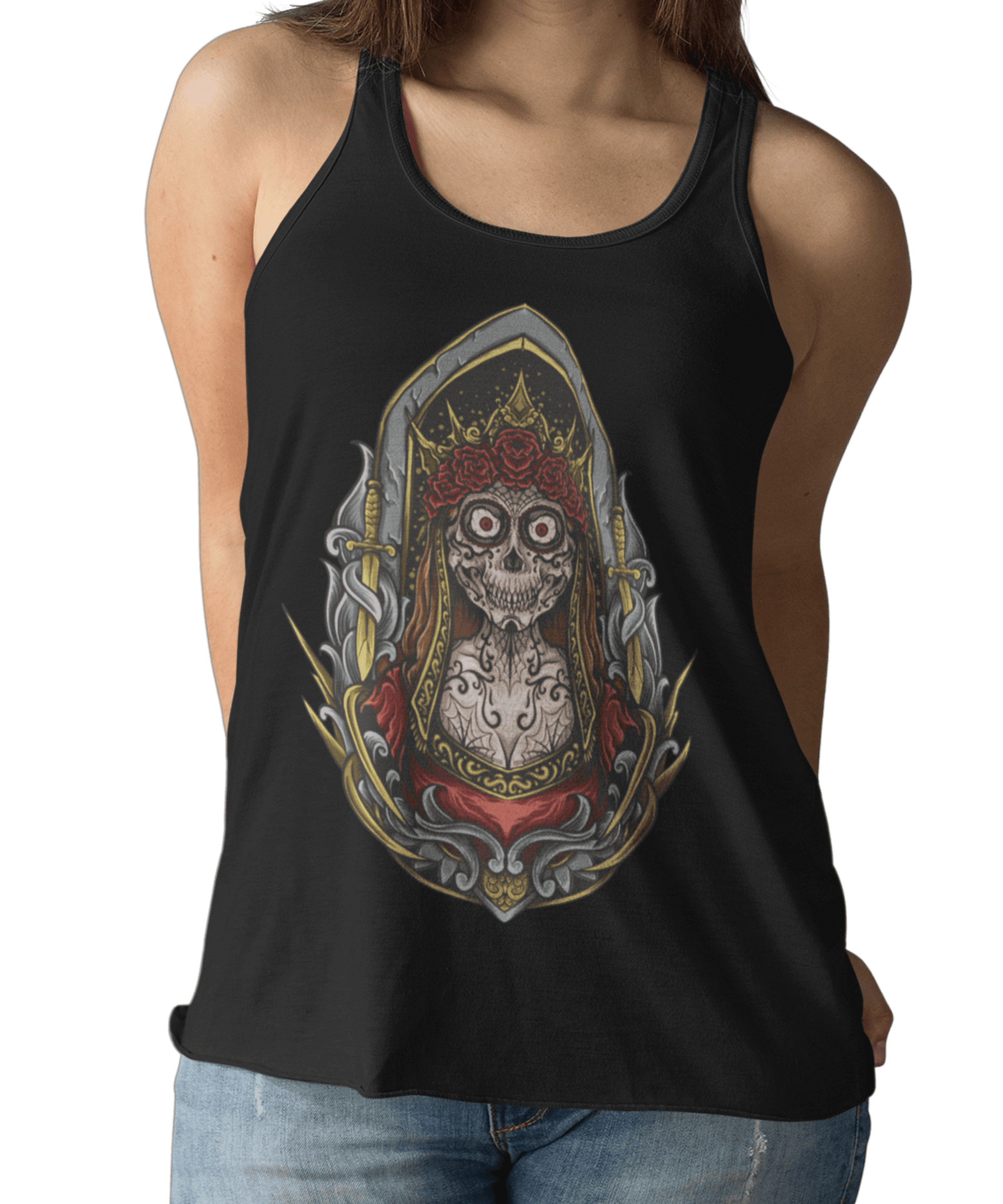  Sugar Skull Tattoo Design Adult Womens Vest Top