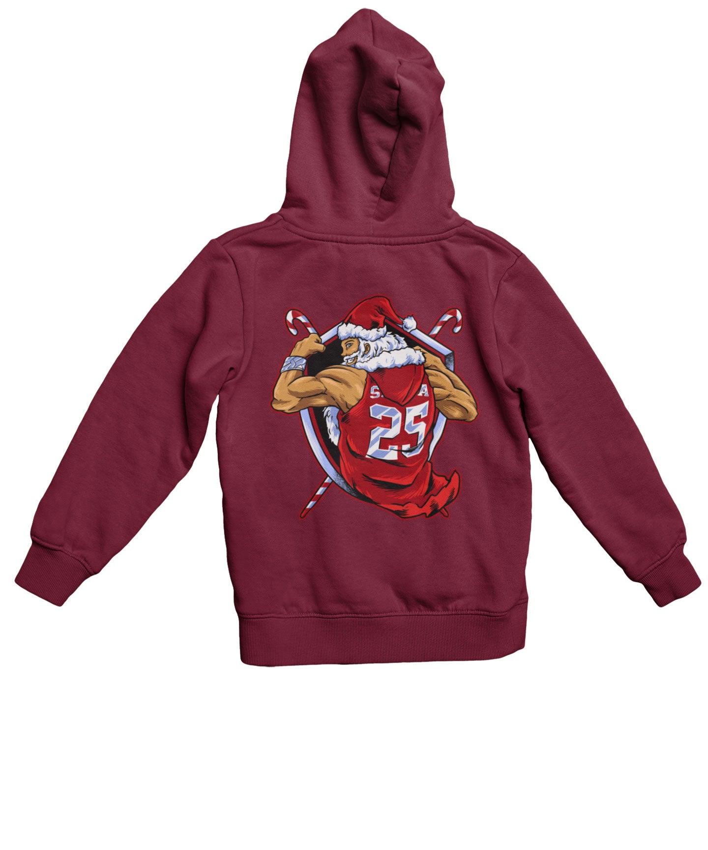  Athletic Old Man Santa Back Printed Christmas Hoodie